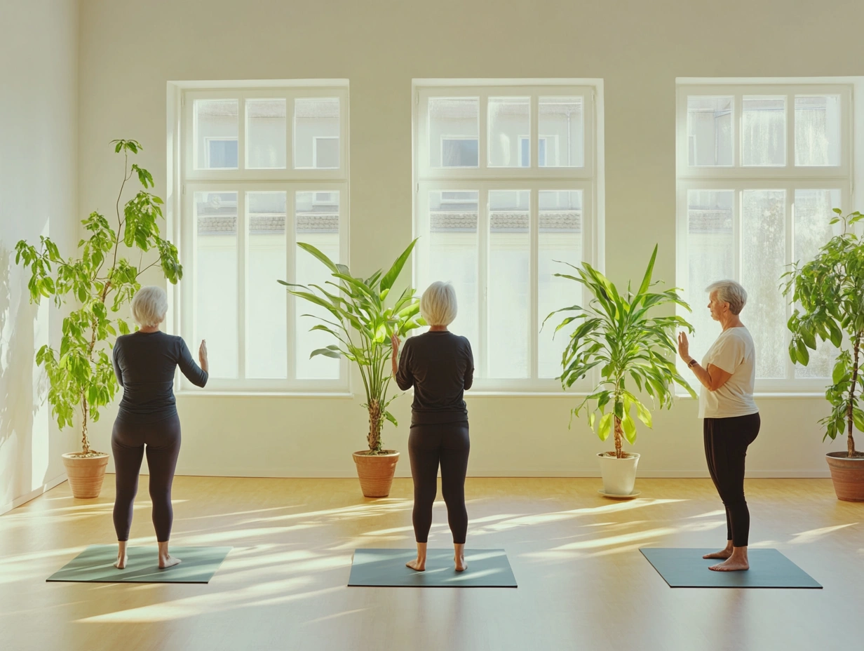 Групове заняття йогою для людей старшого віку
