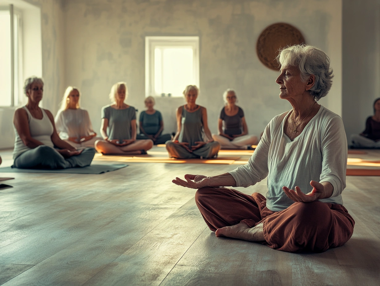 Групове заняття йогою для пенсіонерів