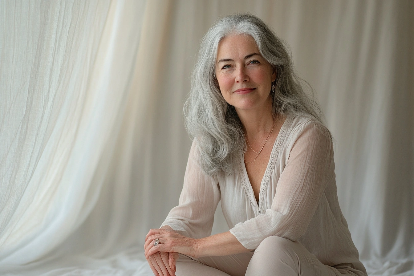 Жінка старшого віку практикує йогу в спокійній атмосфері